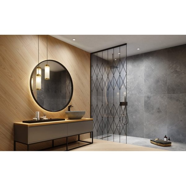 Distinct Kitchen And Bath Fixed Shower Glass with Scissor Pattern Scissors_34_72
